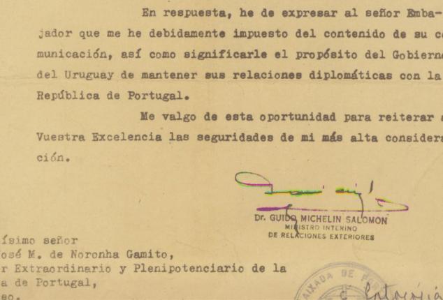 Documento diplomático de junio: Portugal